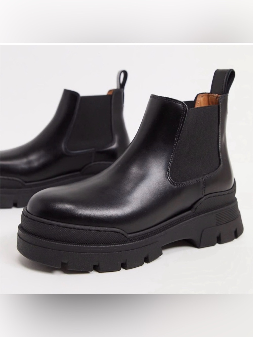 &Other Stories Chunky Black Leather Chelsea Boots
